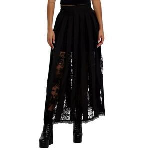 Hot Topic Black Gothic Lace Panel Maxi Skirt Size L Whimsigoth Cosmic Aura Goth